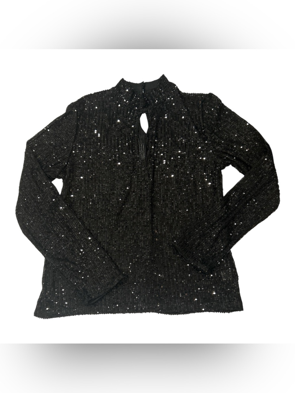 CeCe Black Sequin Keyhole Women’s top sz M